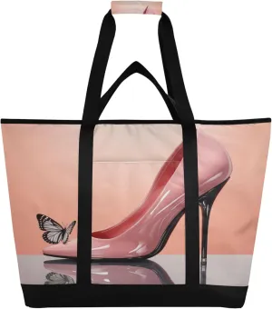 High Heel Reusable Insulated Cooler Bag with Ice Pack Compartment - Large 47L Waterproof Thermal Grocery Tote for Picnic Beach Camping Lunch Storage