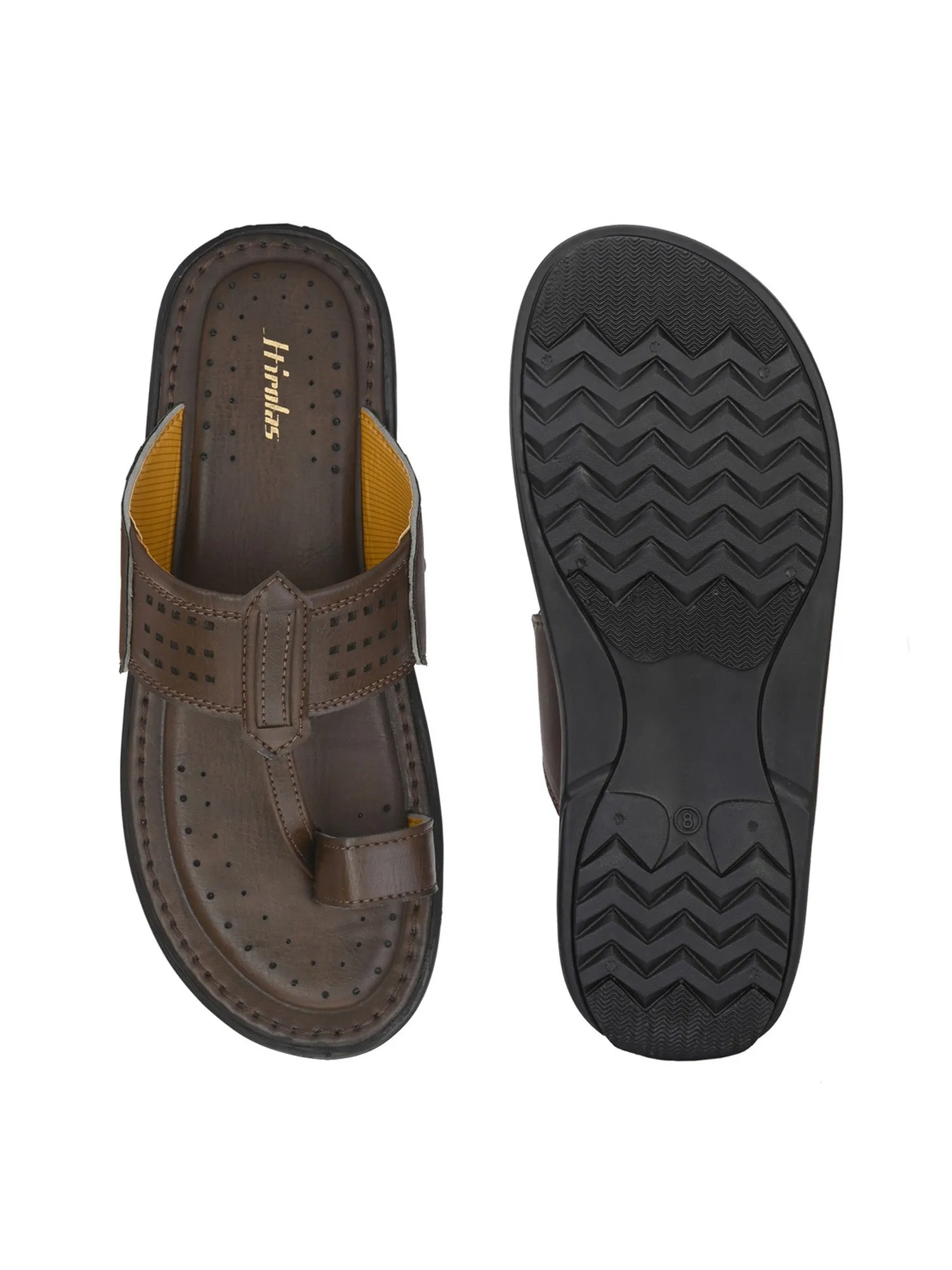 Hirolas® Men's Brown Comfortable Office Slippers (HROMSL08BRN)