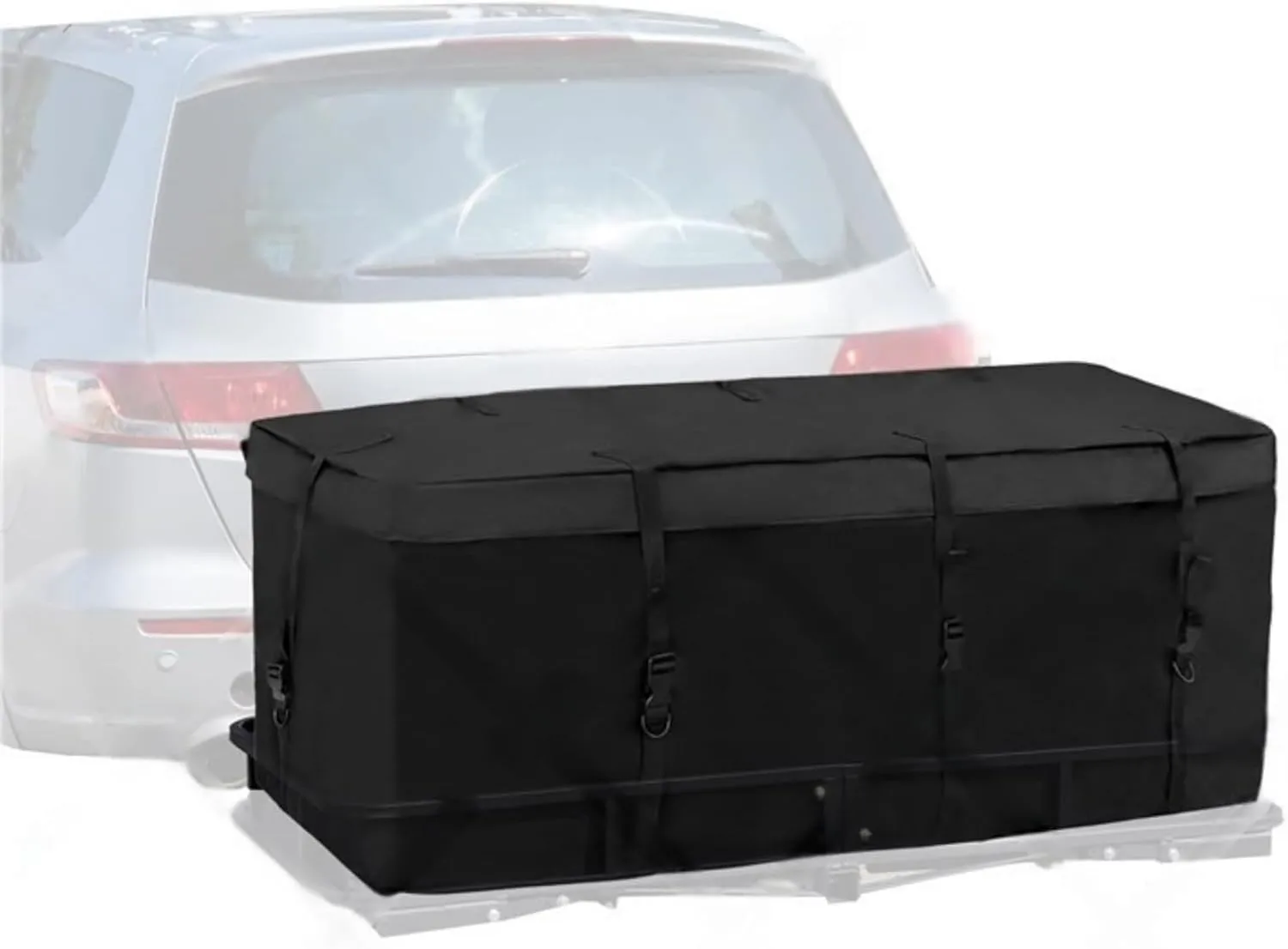 Hitch Cargo Carrier Bag 53.15"*20.08"*20.08" Waterproof Cargo Bag Rainproof Soft-Shell Safe Carriers with 8 Reinforced Straps for Vans Truck Pickup
