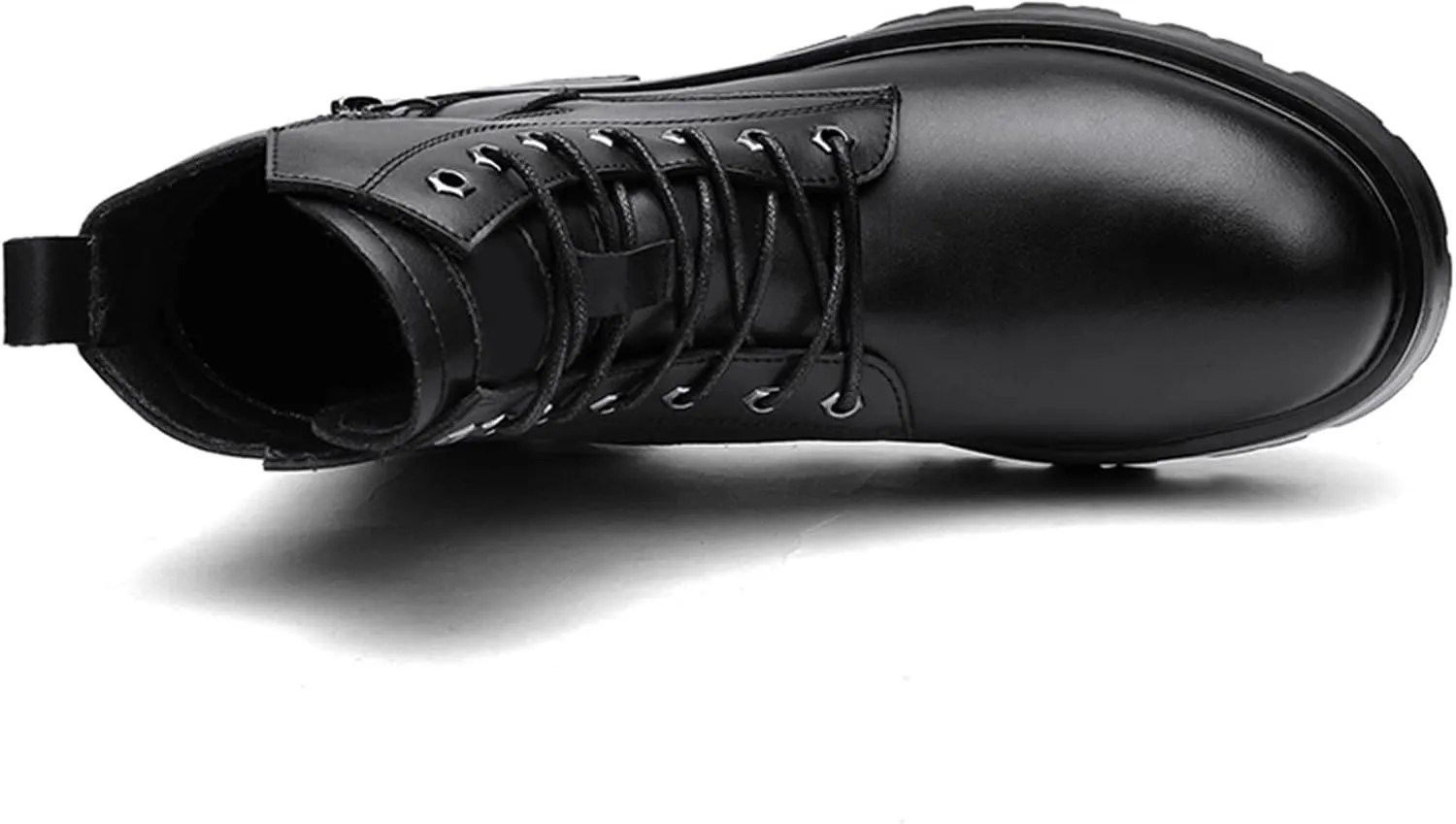 HOOENG Round Toe Boots for Men Derby Side Zip Cowhide Leather Block Heel Non Slip Resistant Casual Classic Dress