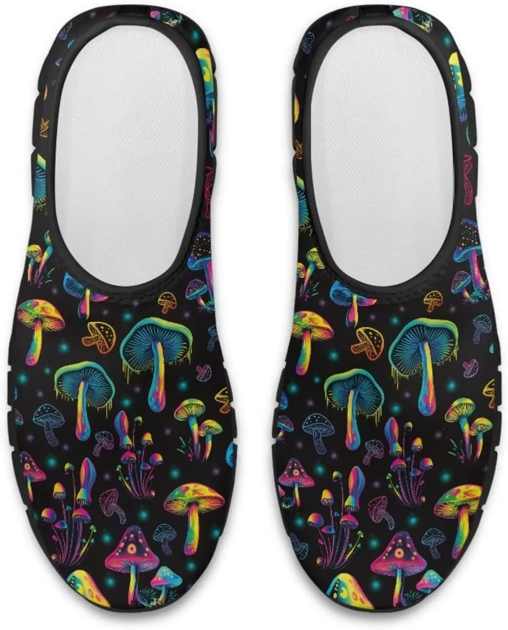 Howilath Hummingbird & Mushroom Slip on Shoes Women Casual Sport Shoes No Laces Running Sneakers with EVA Sole