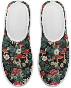 Howilath Hummingbird & Mushroom Slip on Shoes Women Casual Sport Shoes No Laces Running Sneakers with EVA Sole