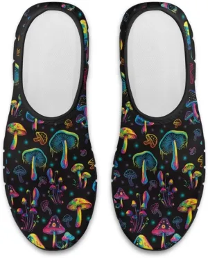 Howilath Hummingbird & Mushroom Slip on Shoes Women Casual Sport Shoes No Laces Running Sneakers with EVA Sole