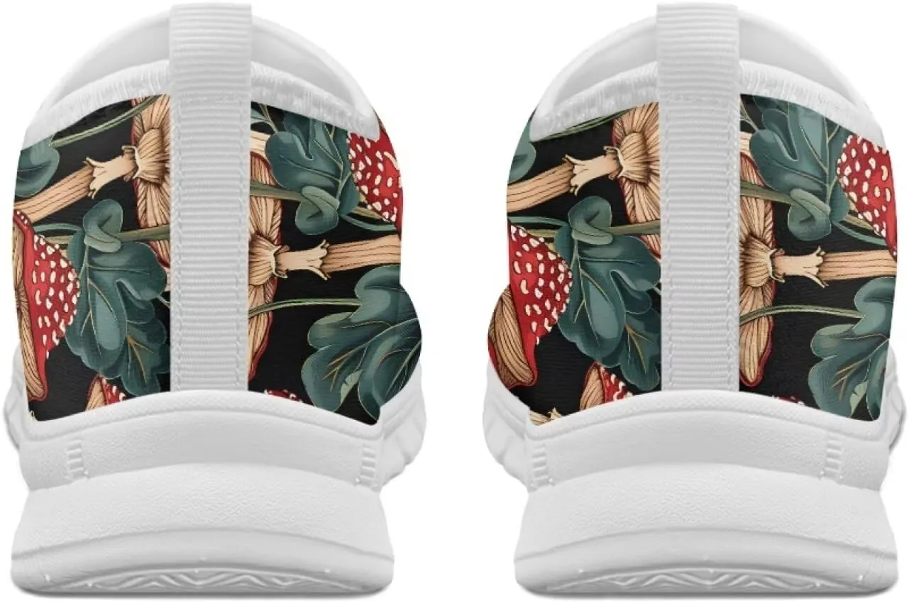 Howilath Hummingbird & Mushroom Slip on Shoes Women Casual Sport Shoes No Laces Running Sneakers with EVA Sole