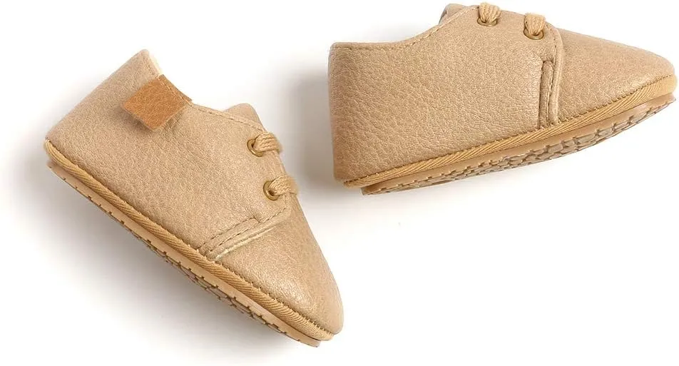 HsdsBebe Baby Boys Girls Oxford Shoes PU Leather Soft Rubber Sole Sneakers Anti-Slip Toddler Ankle Boots Infant Walking Shoes Moccasins