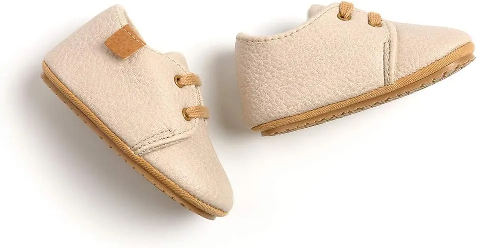 HsdsBebe Baby Boys Girls Oxford Shoes PU Leather Soft Rubber Sole Sneakers Anti-Slip Toddler Ankle Boots Infant Walking Shoes Moccasins