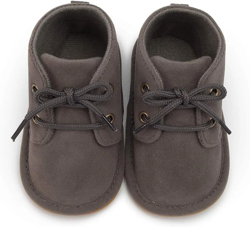 HsdsBebe Baby Boys Girls Oxford Shoes PU Leather Soft Rubber Sole Sneakers Anti-Slip Toddler Ankle Boots Infant Walking Shoes Moccasins