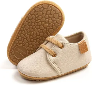 HsdsBebe Baby Boys Girls Oxford Shoes PU Leather Soft Rubber Sole Sneakers Anti-Slip Toddler Ankle Boots Infant Walking Shoes Moccasins