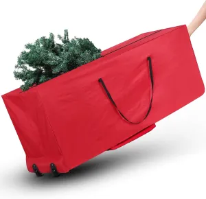 HYRIXDIRECT 9FT Rolling Christmas Tree Storage Bag, 600D Oxford Tree Storage Container with Durable Handles and Wheels, Protects Against Dust & Insects & Moisture