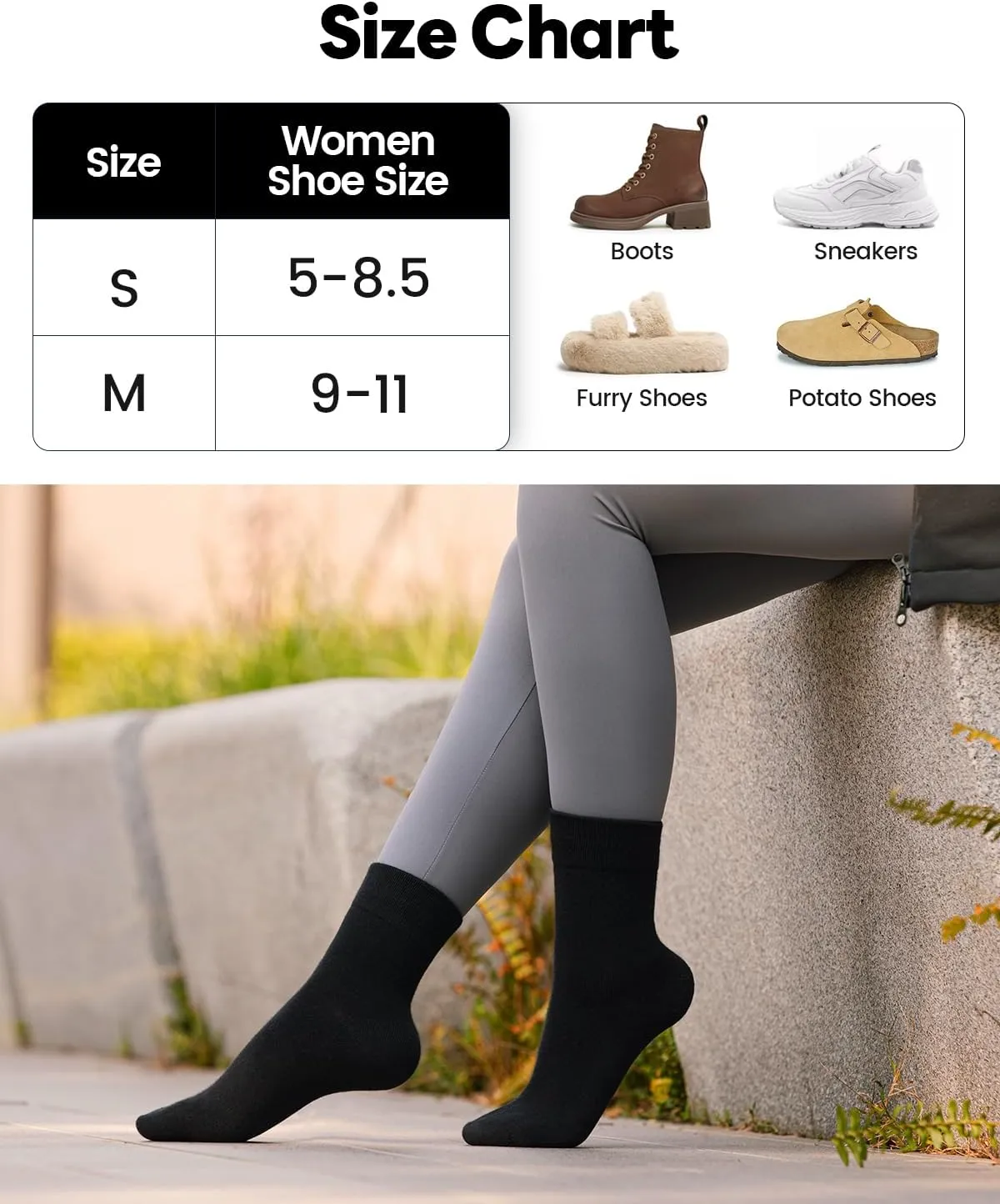 IDEGG Women's Crew Socks Soft Cotton Athletic Running Casual Dress Socks Above Ankle Crew Socks