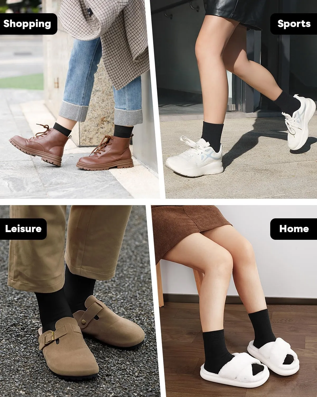 IDEGG Women's Crew Socks Soft Cotton Athletic Running Casual Dress Socks Above Ankle Crew Socks