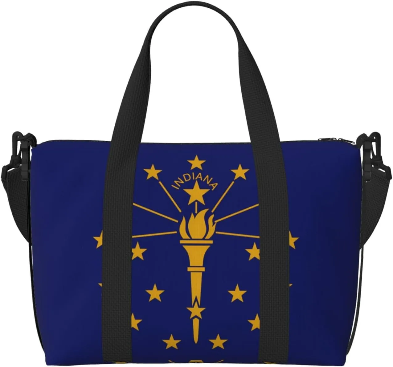 Indiana State Flag Hand-held travel bag, messenger casual handbag, suitable for work, travel, fitness, tourism, women's zipper storage bag,