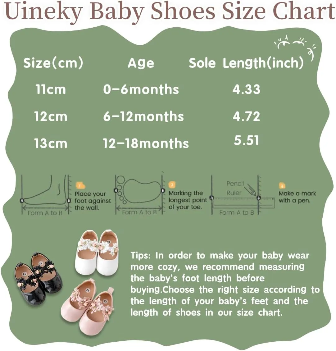 Infant Baby Girls Dress Shoes Newborn Bowkont Mary Jane Flats Non-Slip Lightweight Soft Sole Toddler First Walkers Princess Wedding Shoes
