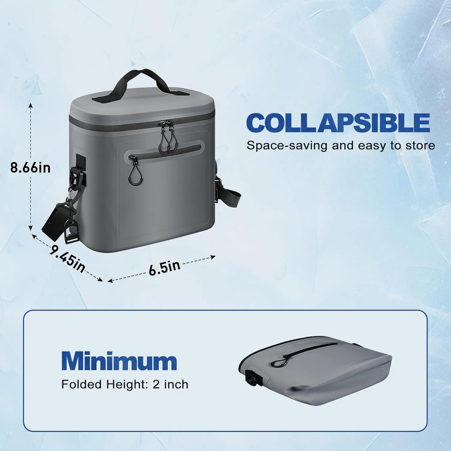 Insulated Cooler Bag, 8/16/30 Can Collapsible for Lunch Coolers for Picnic, Beach, Work, Trip - Soft Ice Coolers Bags with Zipper Foldable Portable Stands Upright