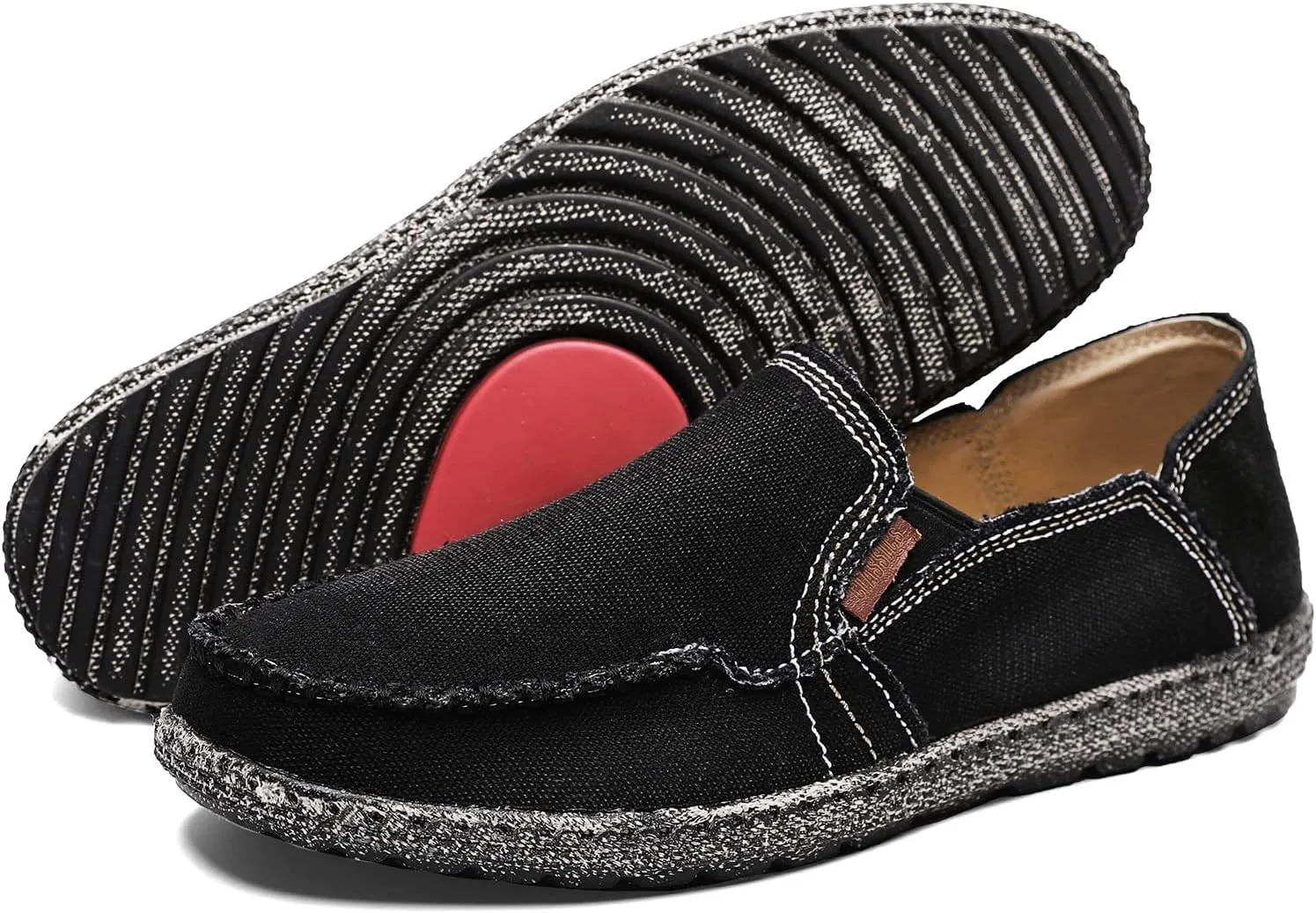 JAMONWU Men's Slip on Shoes Cloth Shoes Deck Shoes Canvas Leisure Vintage Casual Loafer Boat Shoes
