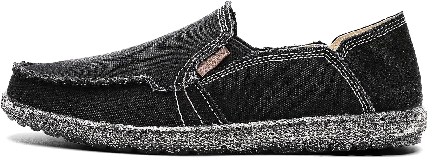 JAMONWU Men's Slip on Shoes Cloth Shoes Deck Shoes Canvas Leisure Vintage Casual Loafer Boat Shoes