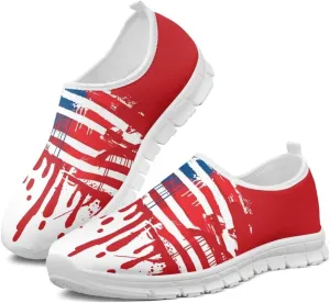 Jeiento USA Flag Shoes for Women, Comfort Fashion Slip On Sneakers Casual Walking Shoes