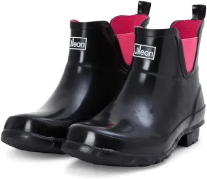 Jileon Womens Ankle Height Waterproof Rubber Rain Boots - Designed For Wide Feet & Wide Calves - Easy to Slip on and Off