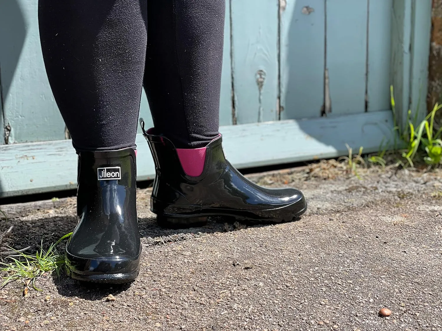 Jileon Womens Ankle Height Waterproof Rubber Rain Boots - Designed For Wide Feet & Wide Calves - Easy to Slip on and Off