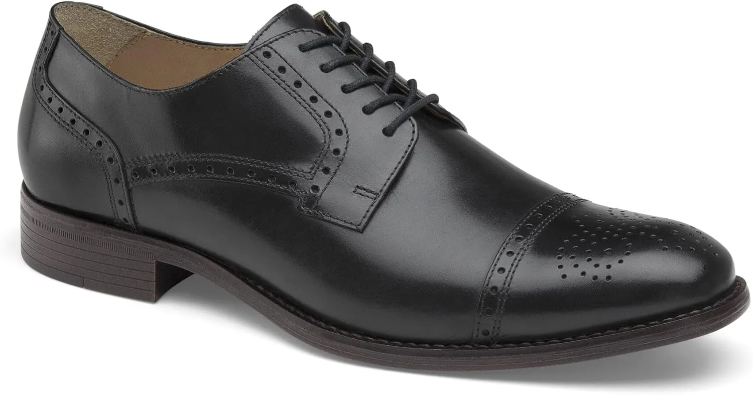 Johnston & Murphy Men’s Lewis Cap Toe Oxford Shoe - Memory Foam Cushioning, Nappa Leather & Soft Textile Lining, Rubber Outsole