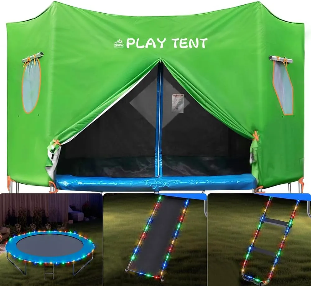 Jump Tastic Trampoline Trampoline Tent, Trampoline Tent with Waterproof Light, Premium Oxford with Sunscreen Coating Trampoline Tent Cover Fit for 12 ft 14 ft 15 ft Trampoline-6 Straight Pole
