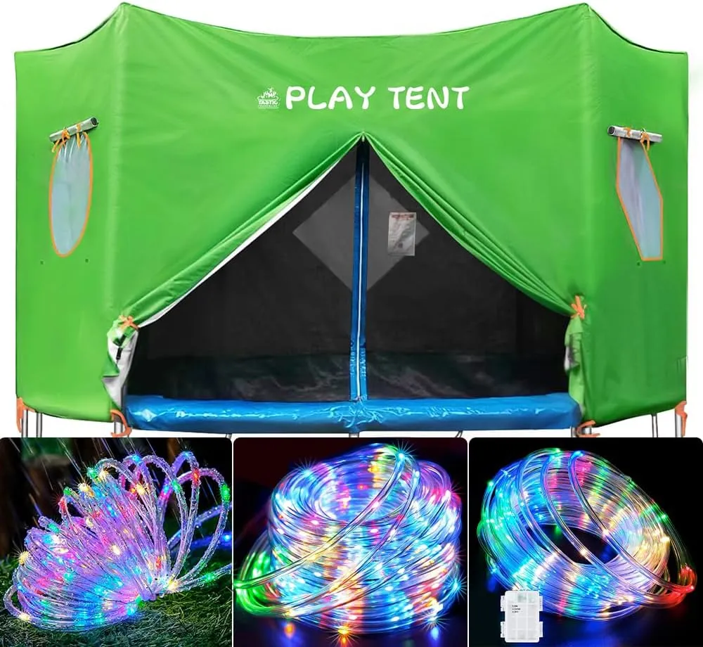 Jump Tastic Trampoline Trampoline Tent, Trampoline Tent with Waterproof Light, Premium Oxford with Sunscreen Coating Trampoline Tent Cover Fit for 12 ft 14 ft 15 ft Trampoline-6 Straight Pole