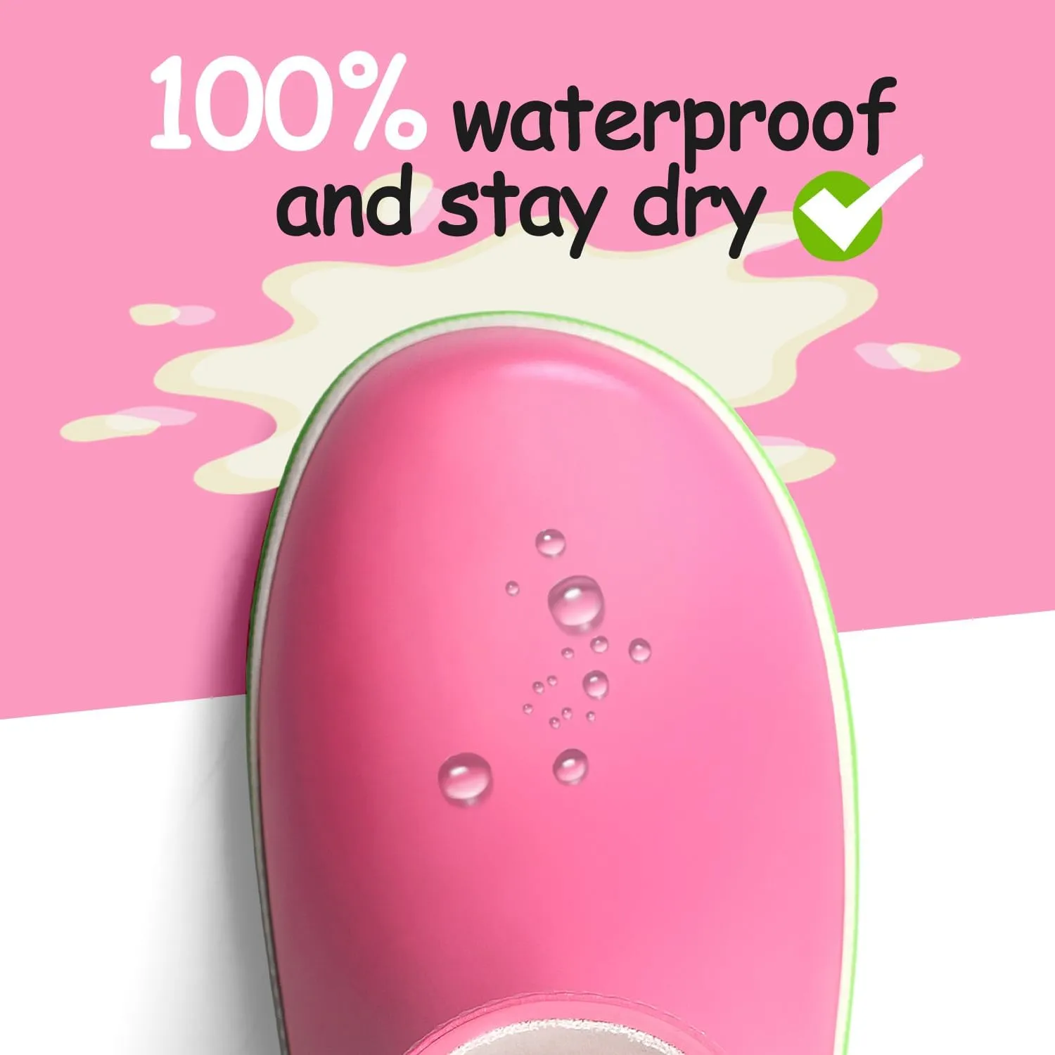 K KomForme Kids Rain Boots, Waterproof Rubber Matte Boots with Easy-on Handles