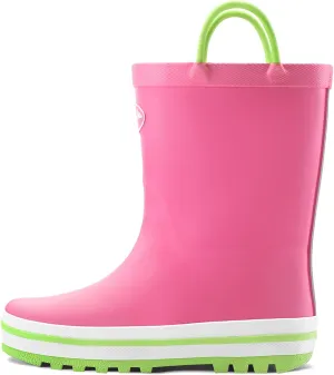 K KomForme Kids Rain Boots, Waterproof Rubber Matte Boots with Easy-on Handles