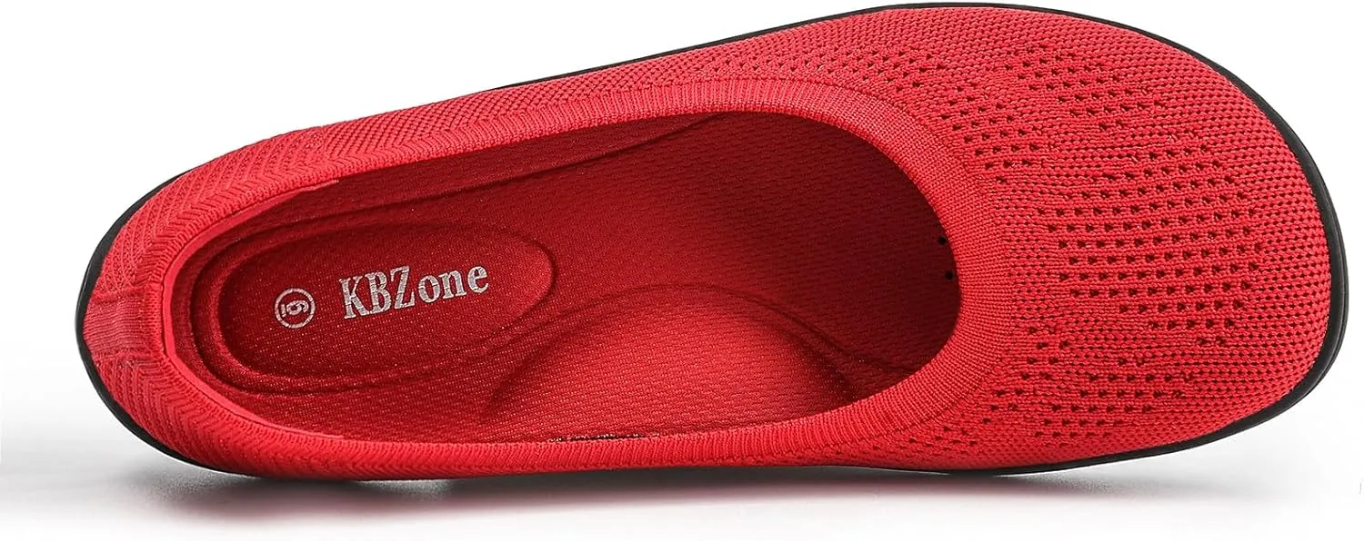 KBZone Women's Flats Slip on Ballet Flats Wide Toe Box Comfortable Walking Shoes