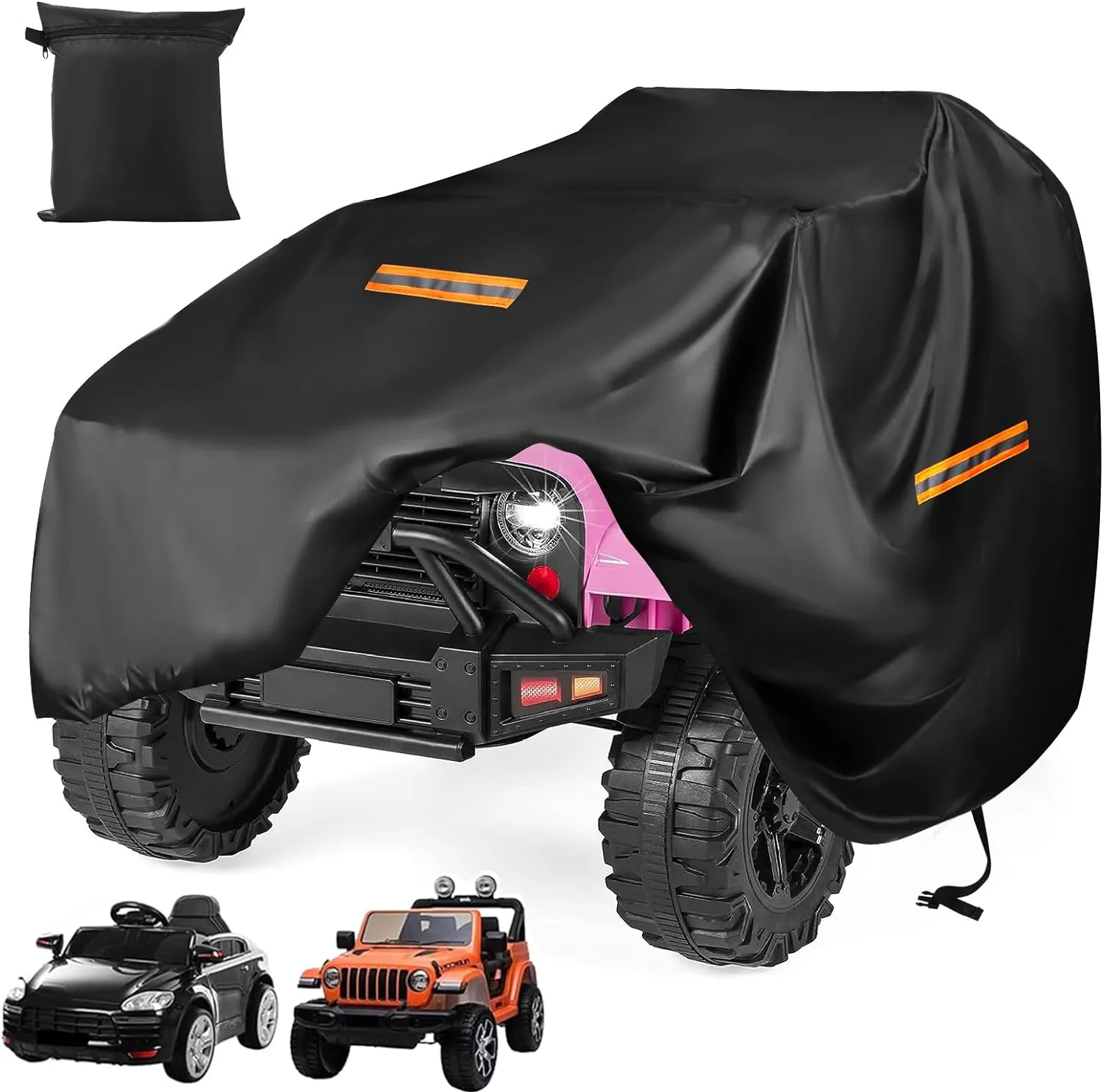 Kids Ride On Car Cover,Large Power Wheels Cover Waterproof,Heavy Duty 420D Universal Toy Car Cover for Power Wheels Jeep & Toddler Electric Vehicles,All Season Protection,with 3 Reflective Strips