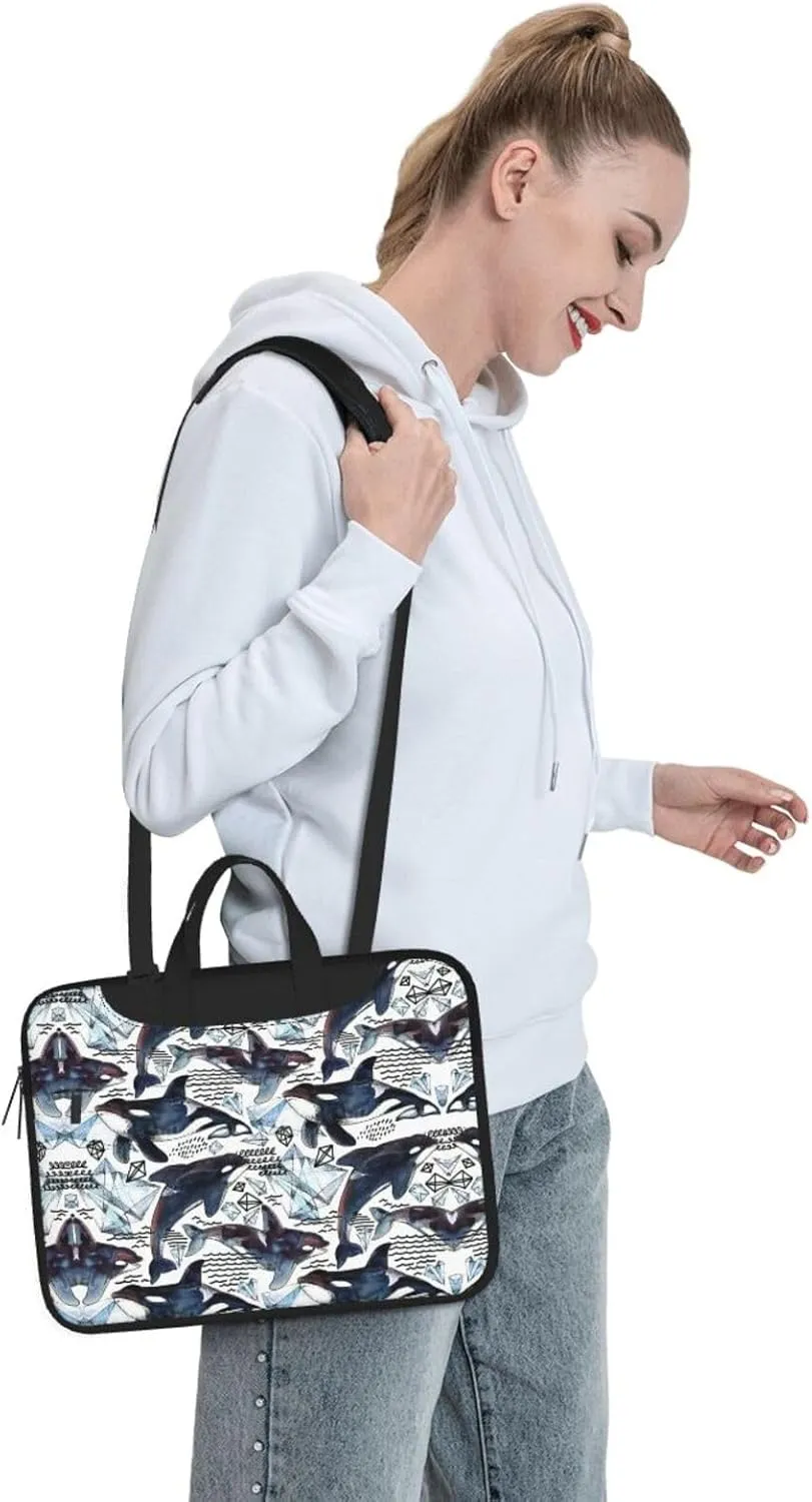Killer Whale Print Trendy Oxford Cloth Laptop Bag - Versatile Laptop Case,Messenger Bag, Shoulder Bag