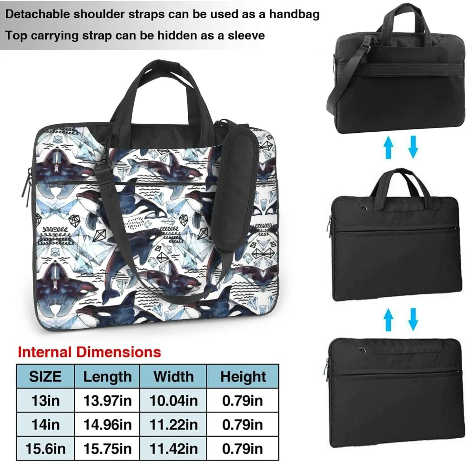 Killer Whale Print Trendy Oxford Cloth Laptop Bag - Versatile Laptop Case,Messenger Bag, Shoulder Bag