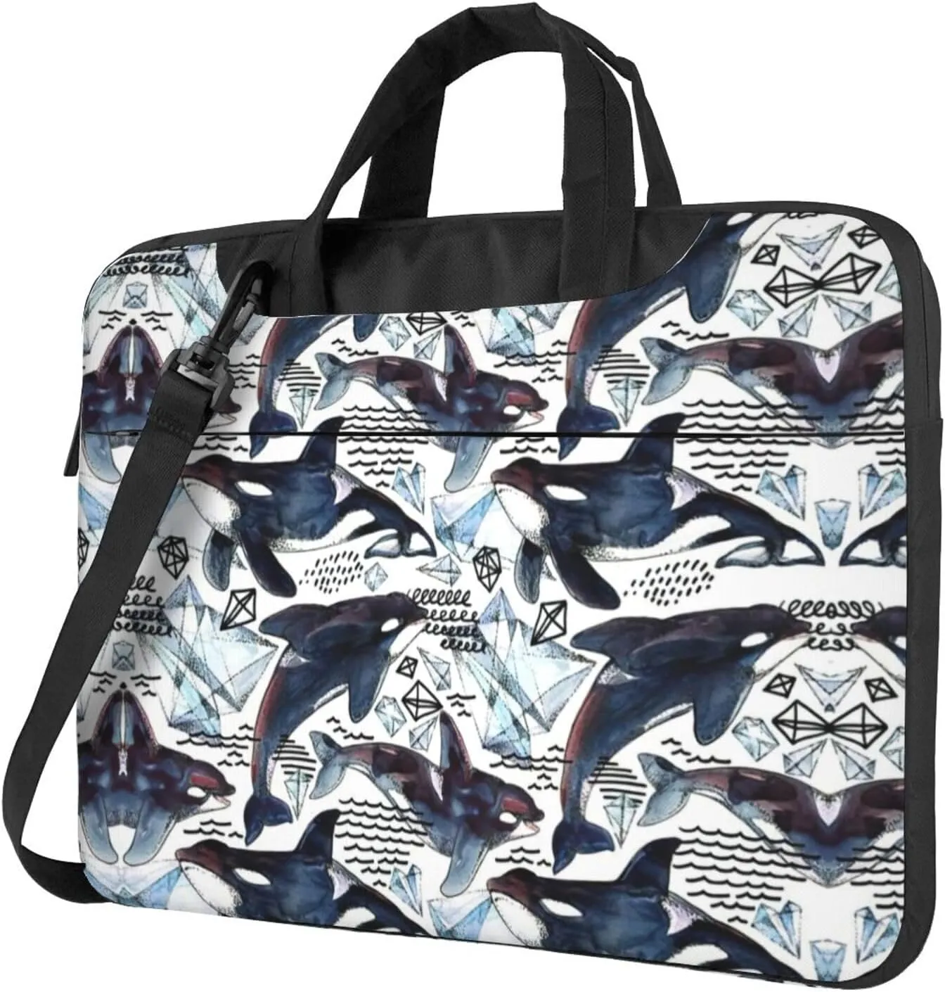 Killer Whale Print Trendy Oxford Cloth Laptop Bag - Versatile Laptop Case,Messenger Bag, Shoulder Bag