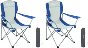 KingCamp Portable Folding Outdoor Camping Chair Made with Oxford Fabric with Mesh Cup Holder and Carry Bag Included, Blue/Gray (2 Pack)
