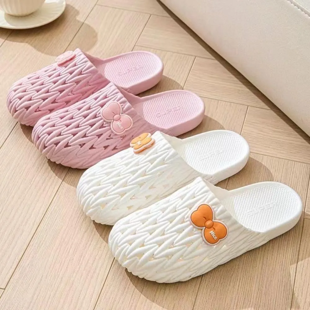 Korean Y2K Easy-Slip-on | Ins Home Trendy Hole Shoes for Every Scene | Clogs with Kawaii Bow Knots | Anti-Slip Sole Slippers for Bathroom Safety | OOTD Gift for Girls & Women