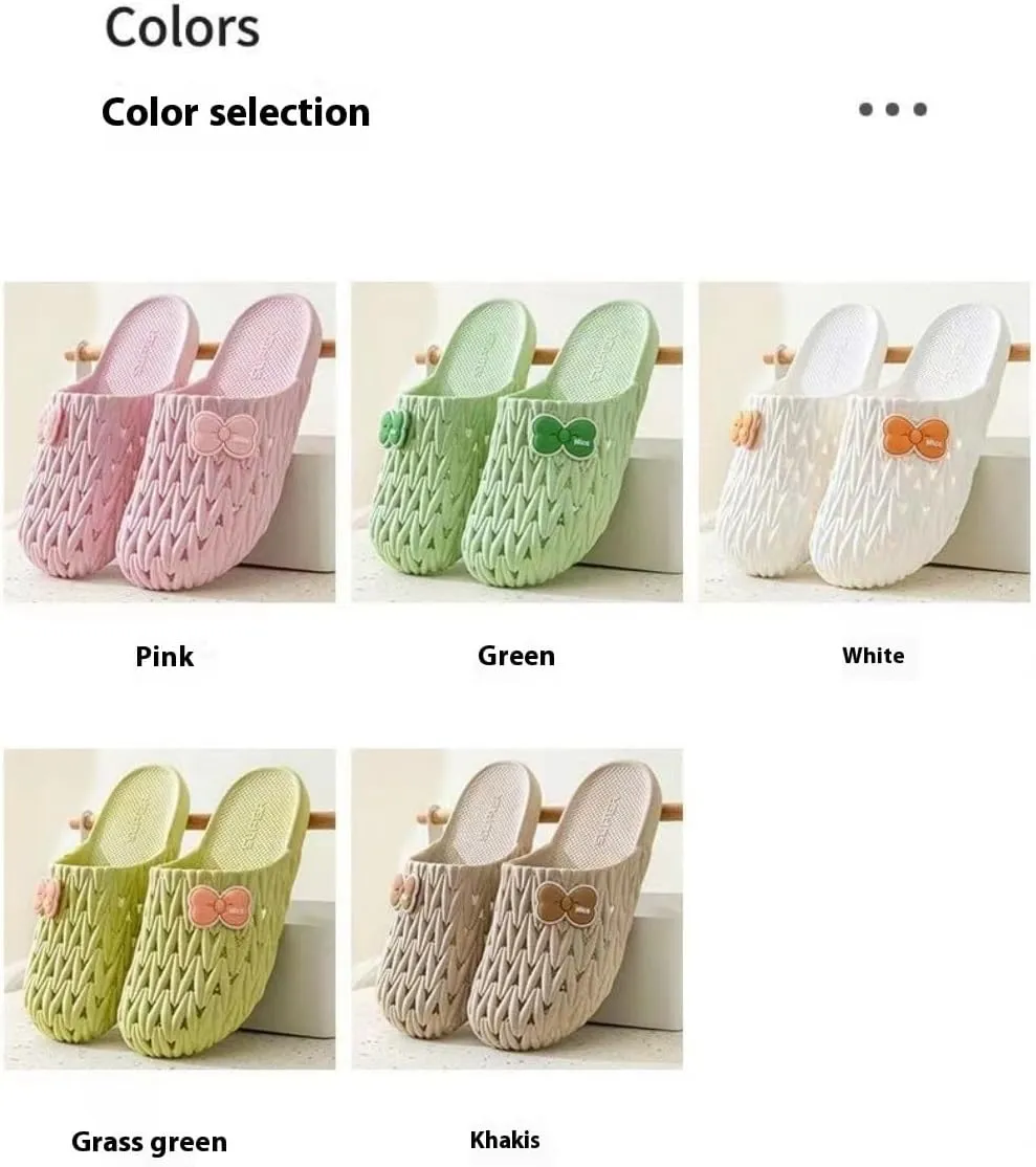 Korean Y2K Easy-Slip-on | Ins Home Trendy Hole Shoes for Every Scene | Clogs with Kawaii Bow Knots | Anti-Slip Sole Slippers for Bathroom Safety | OOTD Gift for Girls & Women