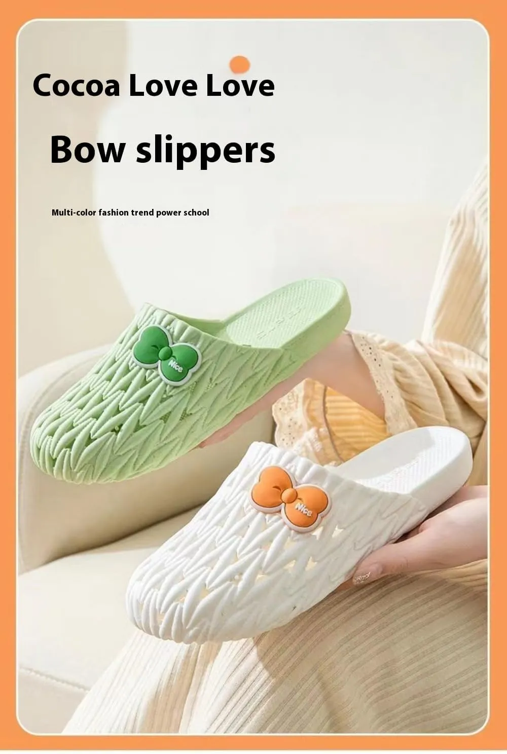 Korean Y2K Easy-Slip-on | Ins Home Trendy Hole Shoes for Every Scene | Clogs with Kawaii Bow Knots | Anti-Slip Sole Slippers for Bathroom Safety | OOTD Gift for Girls & Women