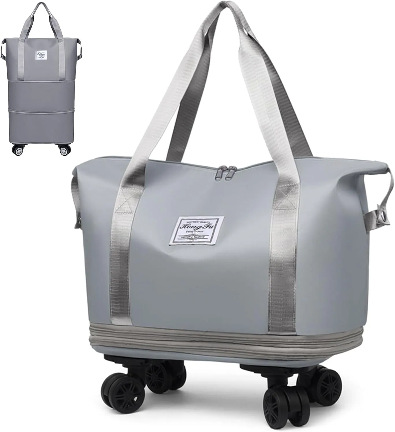 Kulken Wheeled Travel Bag - Large Capacity Luggage with Removable Universal Wheels, Durable Spinner Suitcase for Air Travel (Grey)