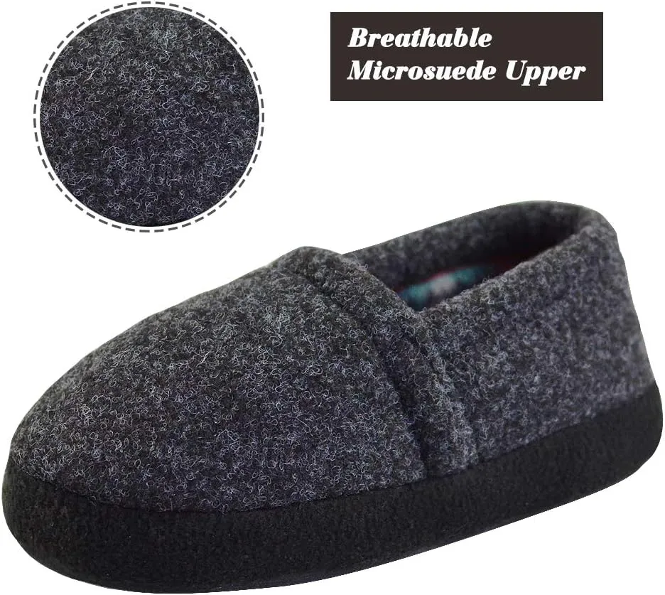 LA PLAGE Slippers for Boys Little/Big Kid House Shoes Warm Cotton Winter Cozy Indoor Slip-on Slippers with Hard Sole
