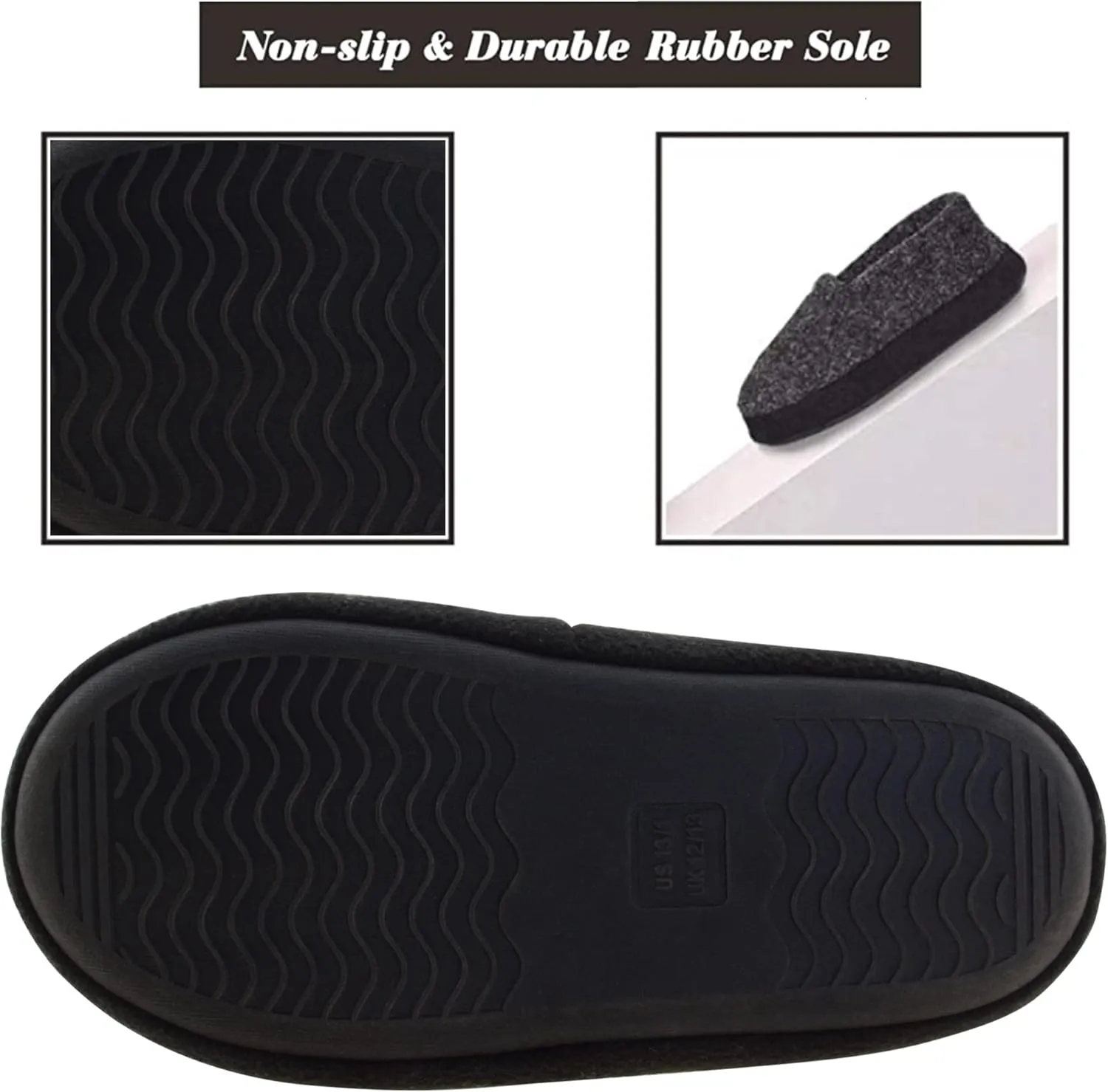 LA PLAGE Slippers for Boys Little/Big Kid House Shoes Warm Cotton Winter Cozy Indoor Slip-on Slippers with Hard Sole