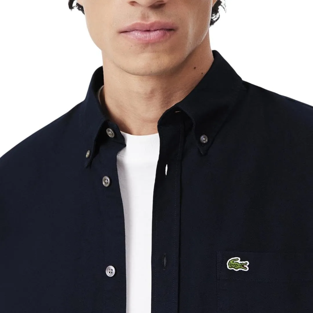 Lacoste Mens Long Sleeve Regular Fit Button Down Solid Oxford Shirt