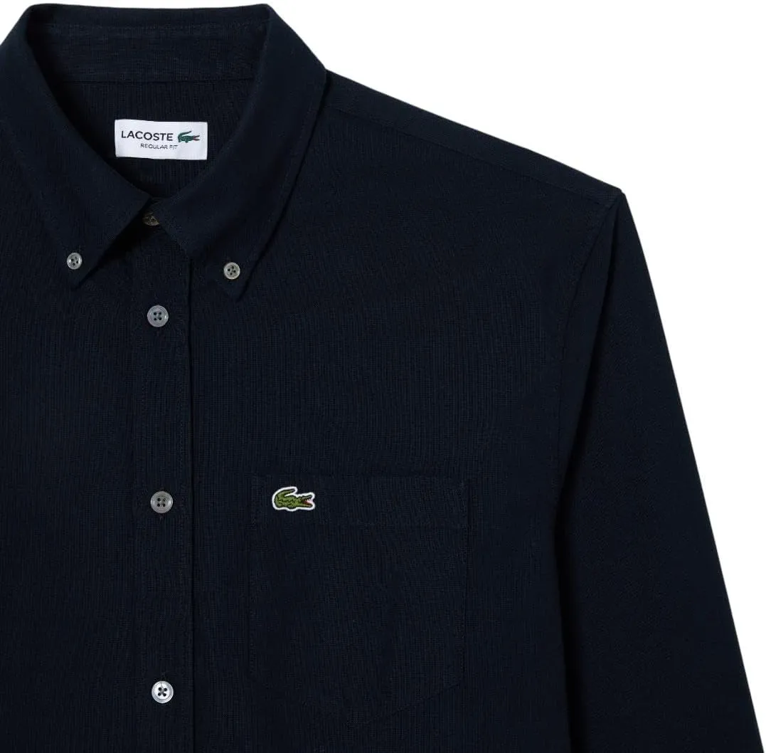 Lacoste Mens Long Sleeve Regular Fit Button Down Solid Oxford Shirt