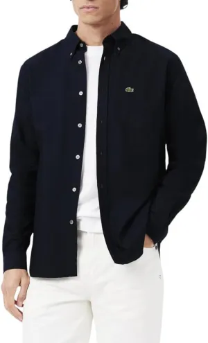 Lacoste Mens Long Sleeve Regular Fit Button Down Solid Oxford Shirt
