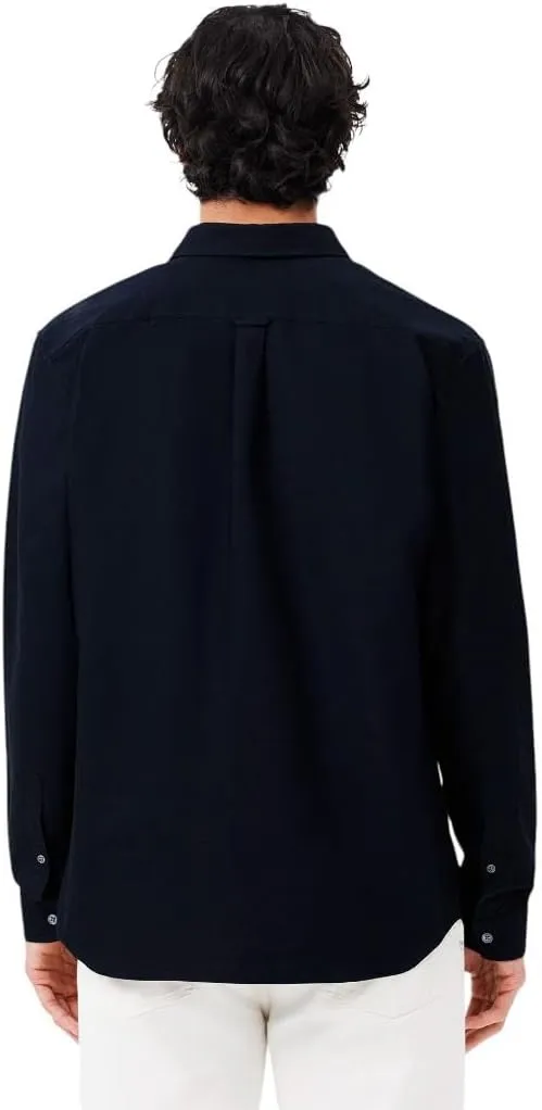 Lacoste Mens Long Sleeve Regular Fit Button Down Solid Oxford Shirt