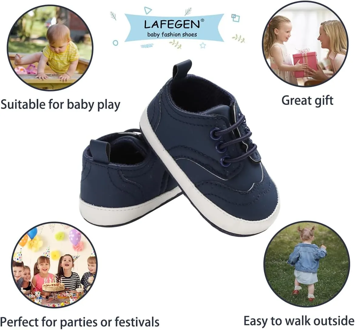 LAFEGEN Baby Boys Girls Classic PU Leather Loafers Soft Sole Oxford Dress Shoes First Walking Flat Moccasins Casual Sneaker