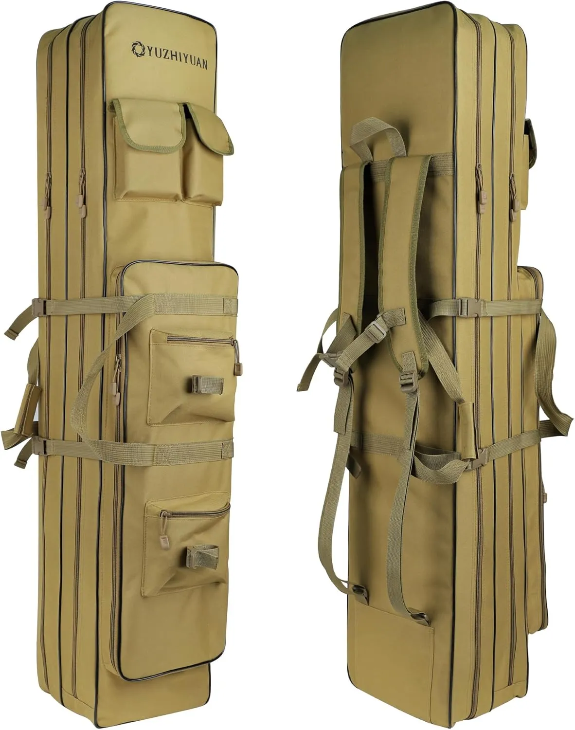 Large Capacity Fishing Rod Bag, Durable 600D Oxford Fabric, Well Protection & Multi-storage Pockets Ice Fishing Pole Reel Case, Portable Travelling Fishing Bag, Nice Fishing Gift for Men