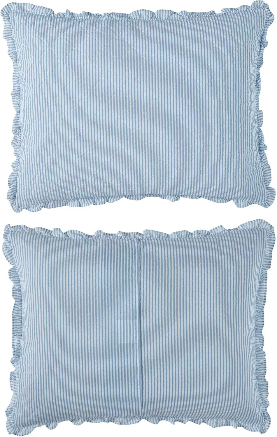Laura Ashley - Quilt Set, Super Soft Bedding with Matching Sham, Casual Home Decor (Oxford Stripe Blue, King)