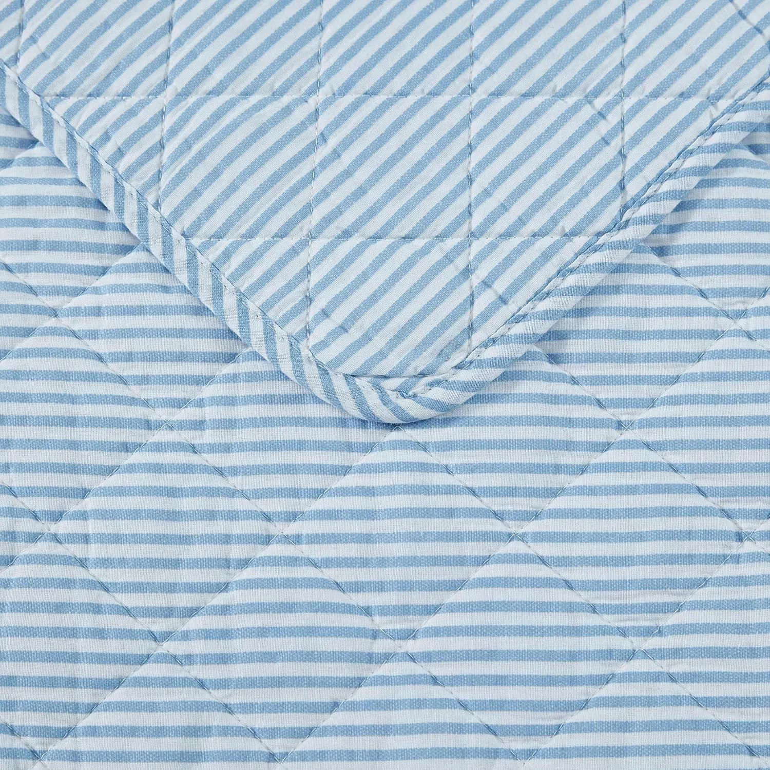 Laura Ashley - Quilt Set, Super Soft Bedding with Matching Sham, Casual Home Decor (Oxford Stripe Blue, King)