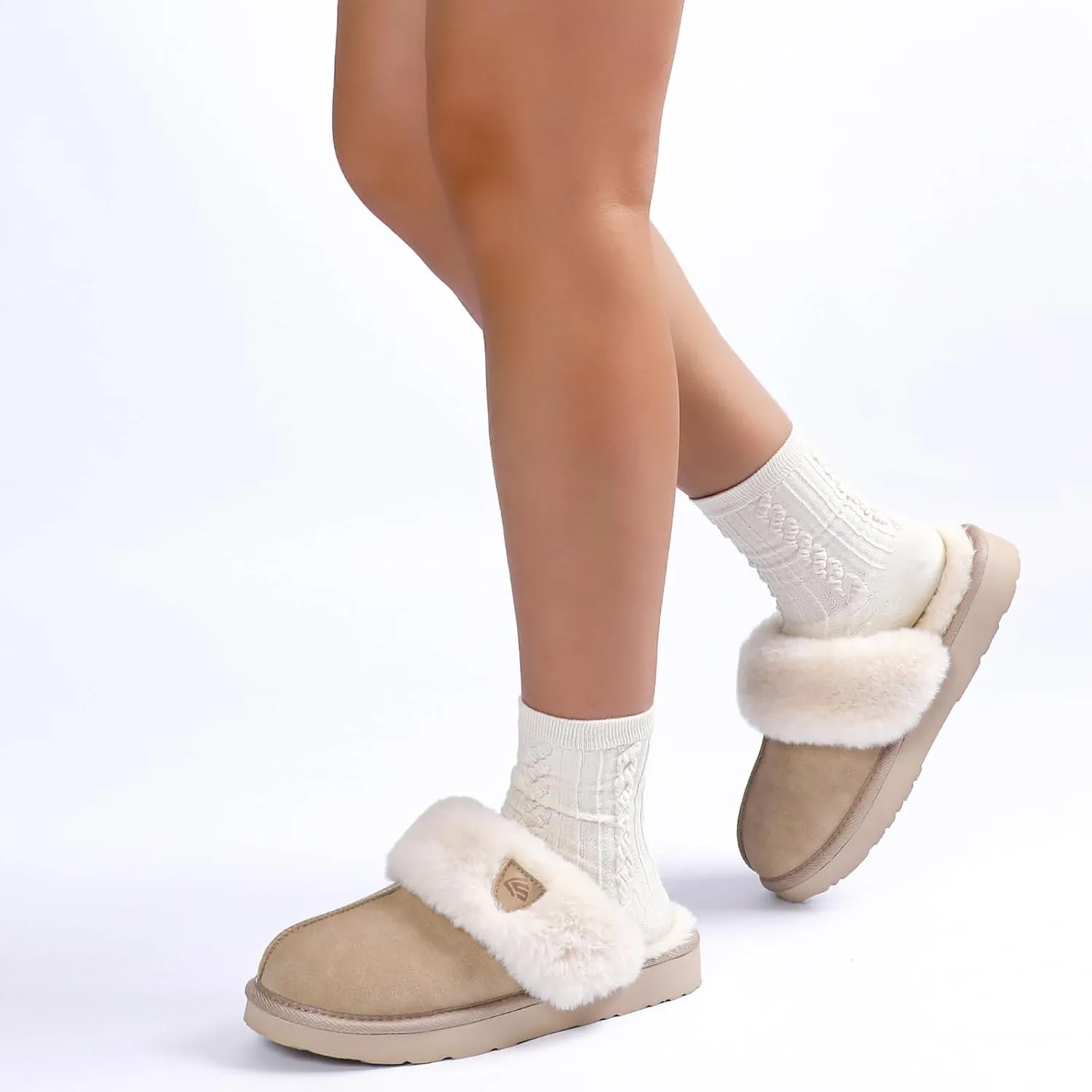 LazyStep Women's Fuzzy House Slippers, Slip on Warm Indoor and Outdoor House Shoes