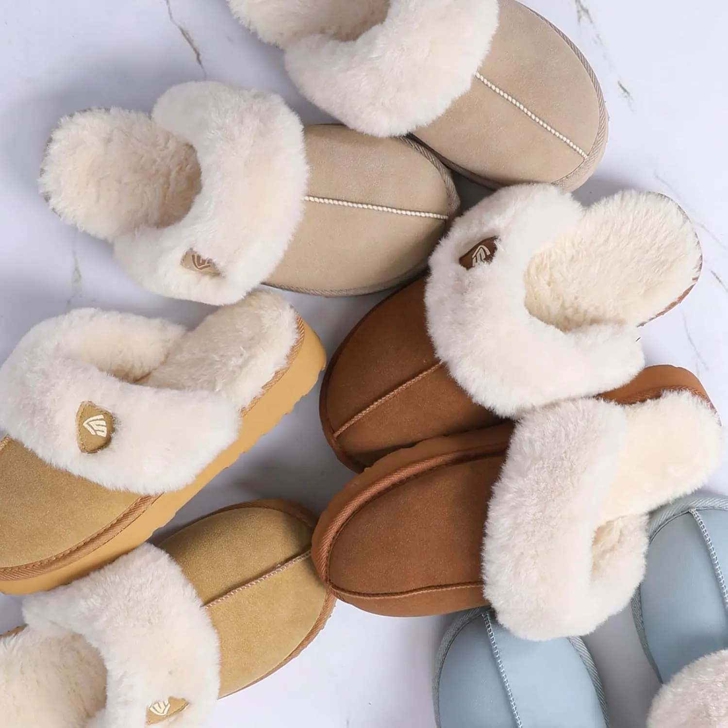 LazyStep Women's Fuzzy House Slippers, Slip on Warm Indoor and Outdoor House Shoes